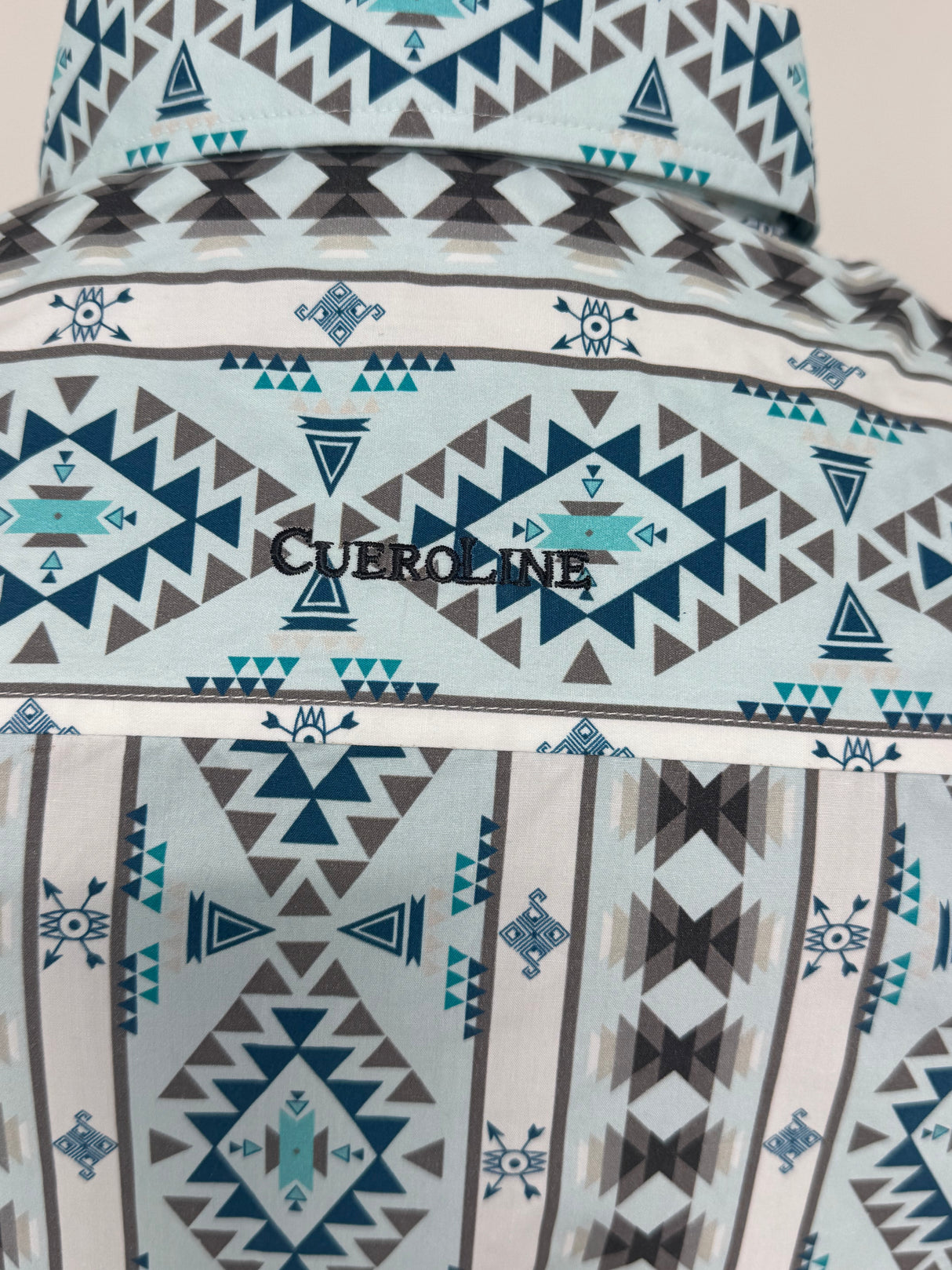 Aztec Short Sleeve Lt Blue/Grey Stripe Button Up SKCL2023156 156-SS