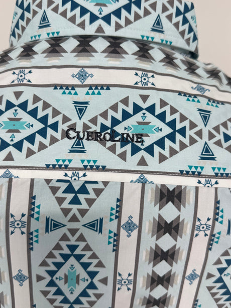 Aztec Short Sleeve Lt Blue/Grey Stripe Button Up SKCL2023156 156-SS