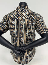Black Aztec Stripe Slim Fit Pearl Snap Short Sleeve SKCL2023159 159-SS
