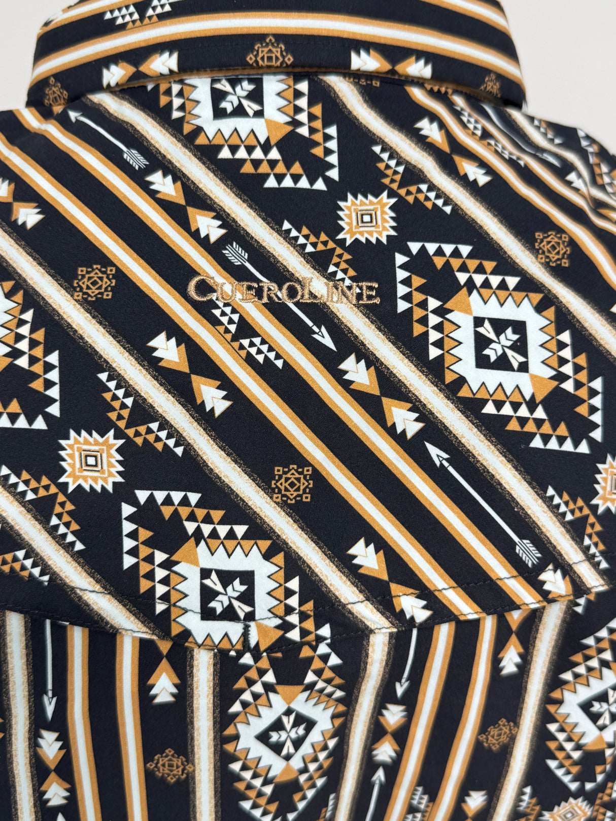 Black Aztec Stripe Slim Fit Pearl Snap Short Sleeve SKCL2023159 159-SS