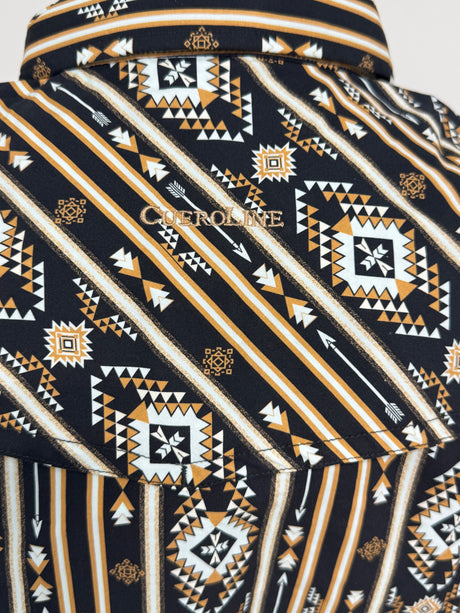 Black Aztec Stripe Slim Fit Pearl Snap Short Sleeve SKCL2023159 159-SS