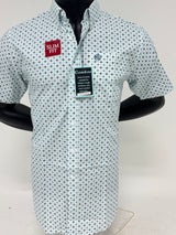 Light Blue Geometric Star Button Up SKCL2023171 171-SS