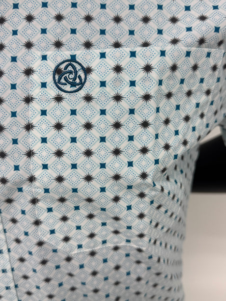 Light Blue Geometric Star Button Up SKCL2023171 171-SS
