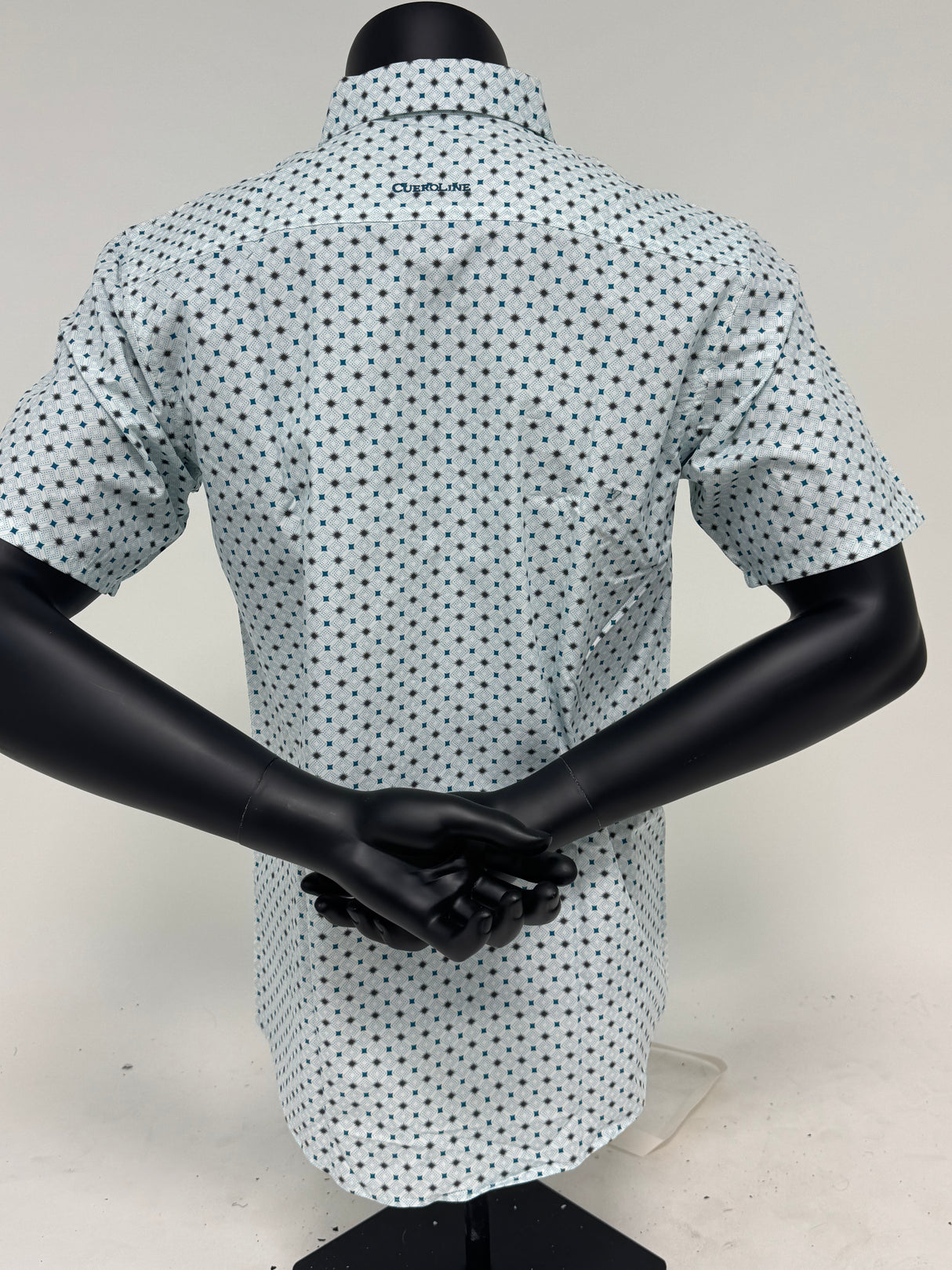 Light Blue Geometric Star Button Up SKCL2023171 171-SS