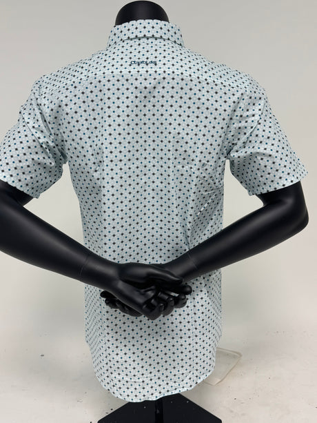 Light Blue Geometric Star Button Up SKCL2023171 171-SS