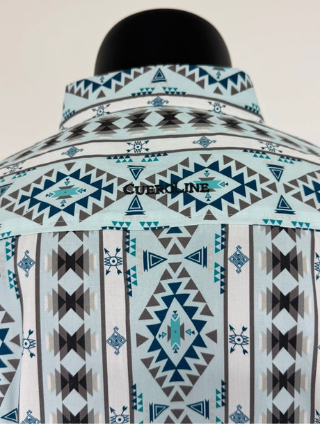 Light Blue Grey Aztec Stripe Button Up SKCL2023156 156