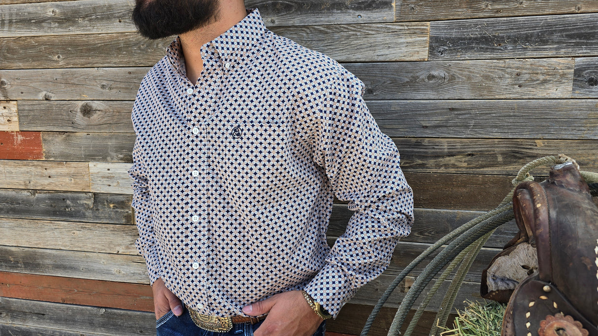 Navy Diamond Print Classic Fit-SKCL2023021 021