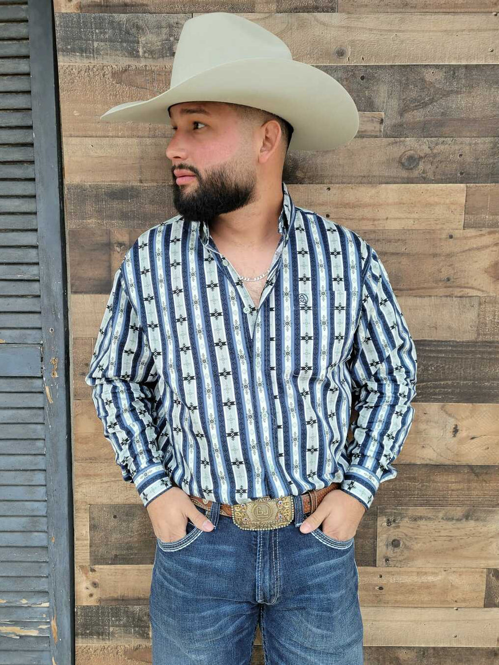 Aztec Blue Green Stripes Classic-SKCL2023015 015 *PLEASE SIZE DOWN*