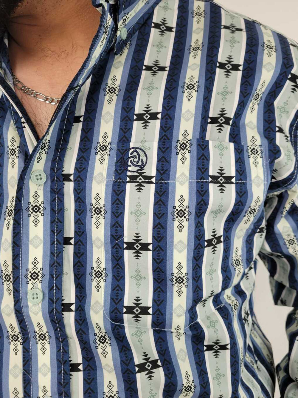 Aztec Blue Green Stripes Classic-SKCL2023015 015 *PLEASE SIZE DOWN*