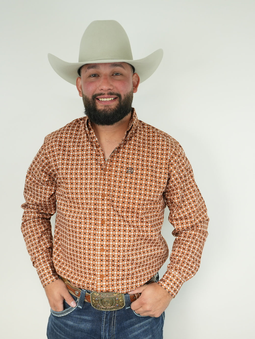 Rustic Brown White Stars Classic-SKCL2023035 035 *PLEASE SIZE DOWN*