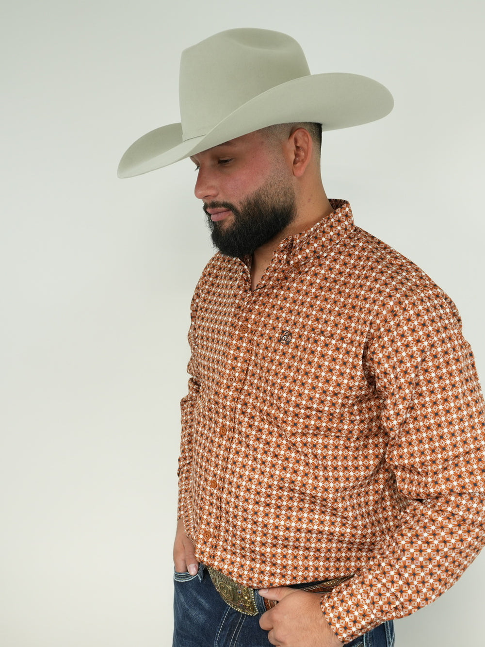 Rustic Brown White Stars Classic-SKCL2023035 035 *PLEASE SIZE DOWN*