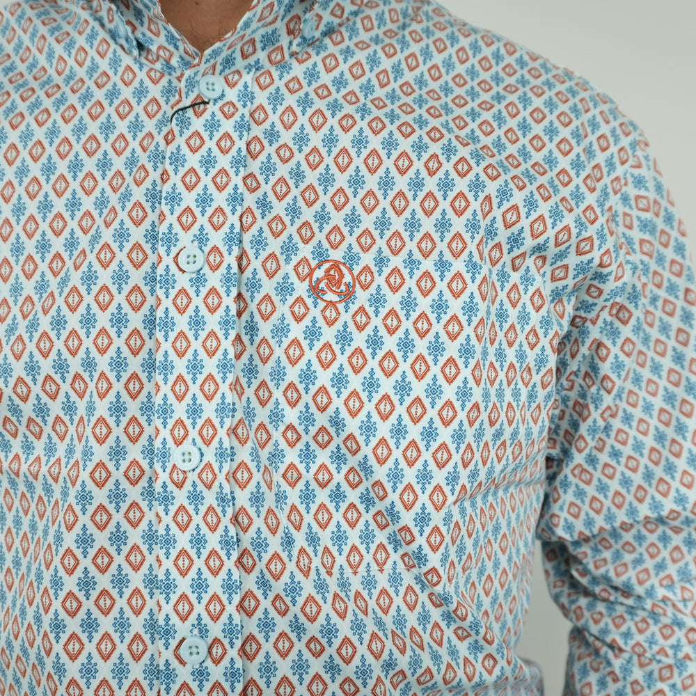 Small Aztec Symbols Light BLue Classic-SKCL2023009 009 *PLEASE SIZE DOWN*