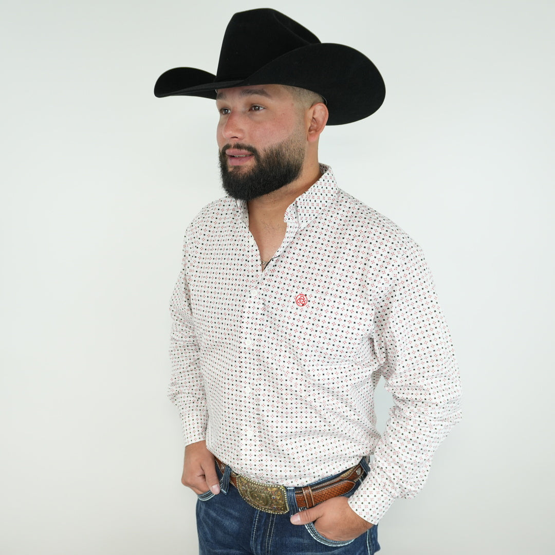 White Red Grey Print Classic-SKCL2023042 042
