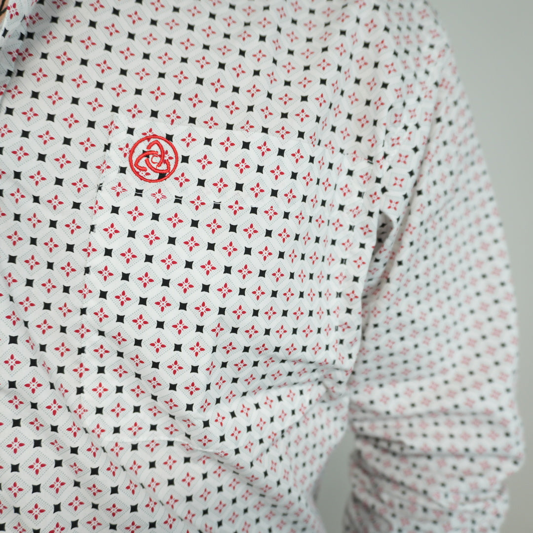 White Red Grey Print Classic-SKCL2023042 042