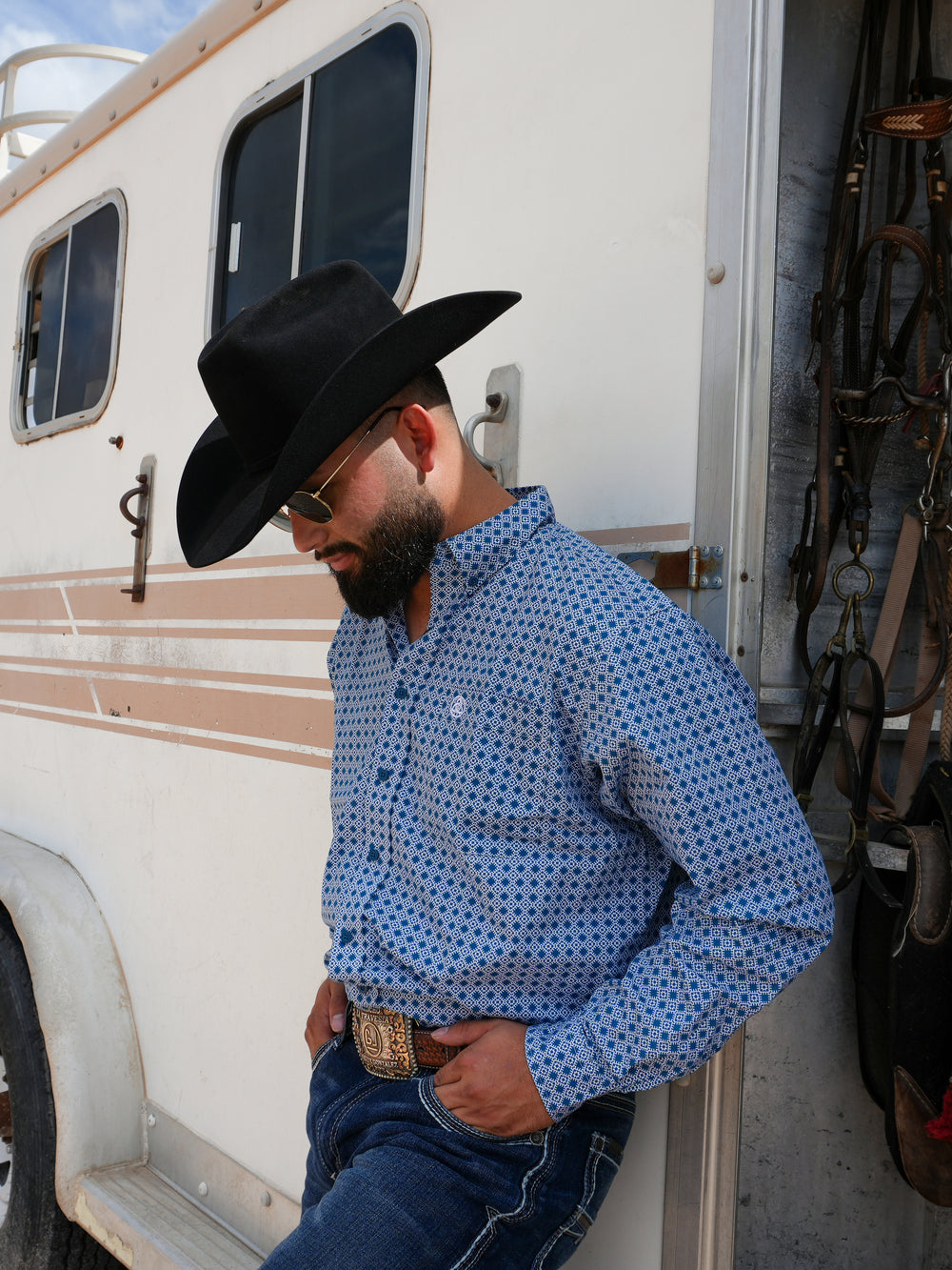 Navy BLue Aztec Print Classic FIt - SKCL2023013 013 *PLEASE SIZE DOWN*